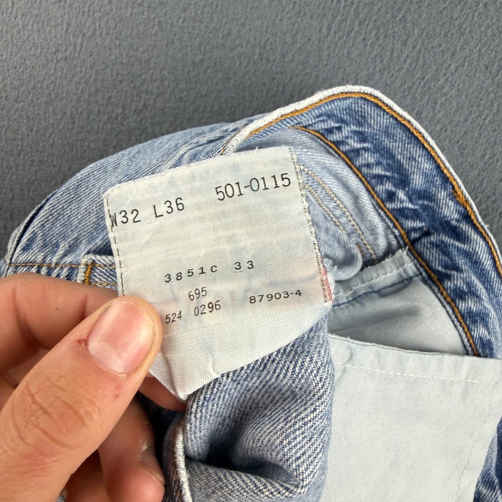 Vintage USA Levis 501 Jeans Men's 32x36 Blue Distressed Wallet Fade Button Fly - Picture 11 of 15